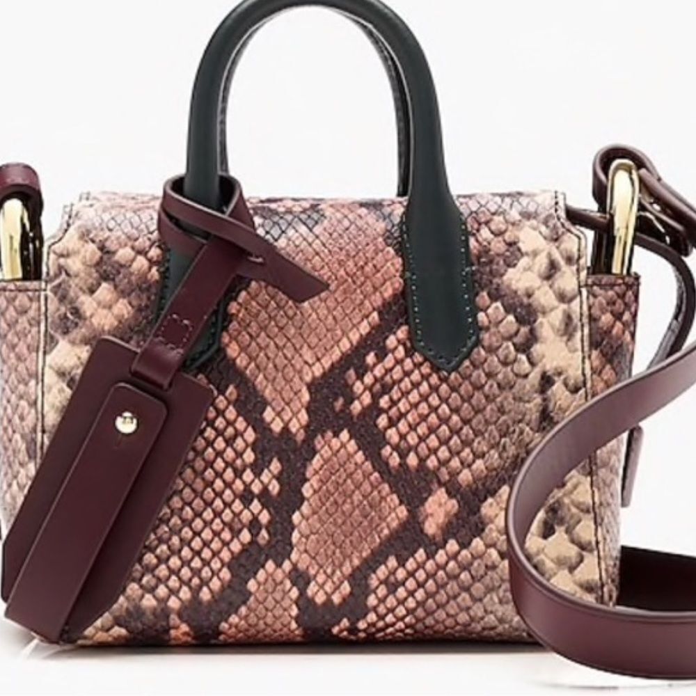 J Crew Mini Harper Snakeskin Embossed Leather Bag - Picture 8 of 11